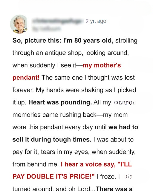 Old Lady Spots Her Late Mother’s Pendant at Flea Market — Then Hears a Voice Say, ‘I’ll Pay Double!’