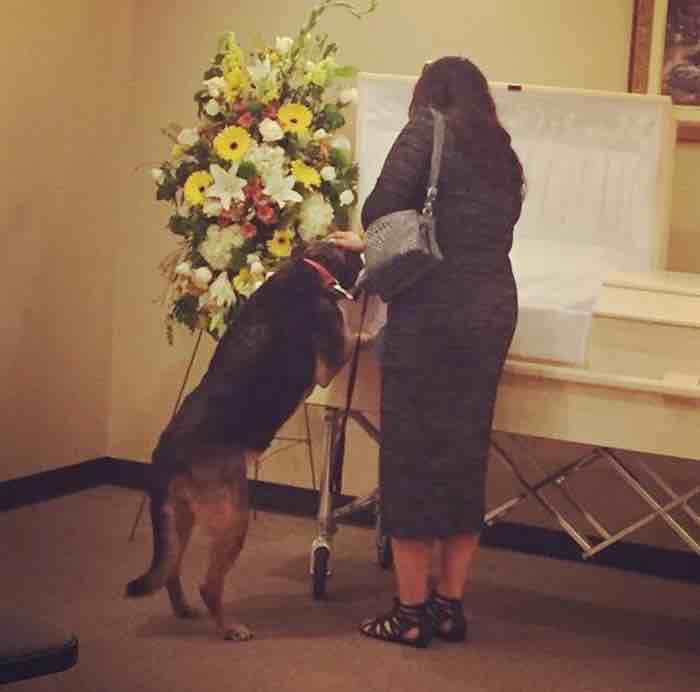 This photograph captures a special moment between a man, his wife and their best friend.