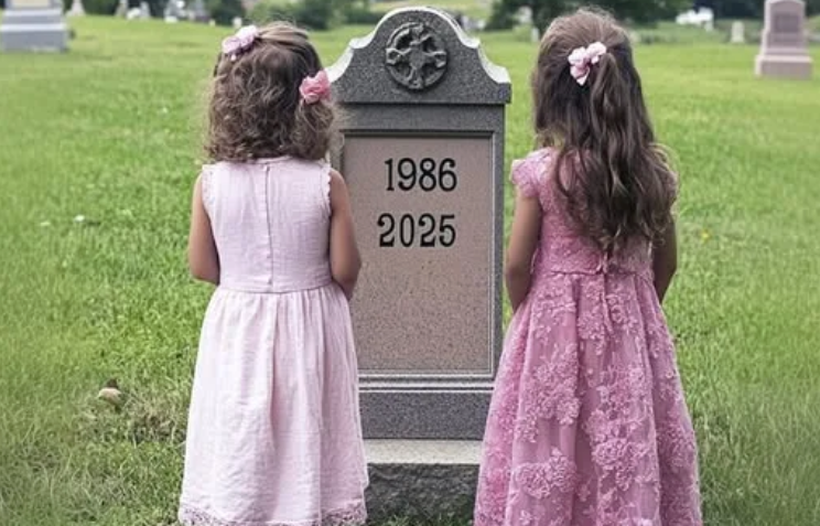 Two little girls visited their dad’s grave in their prettiest dresses — only to discover two mysterious boxes waiting for them there.