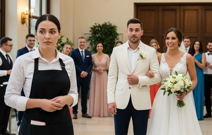 While waitressing at a wedding, I was stunned when I saw my own husband standing at the altar—dressed as the groom.