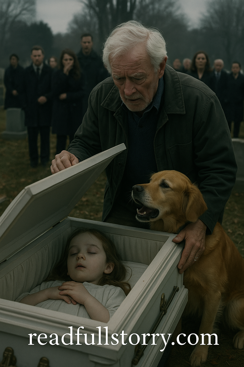 At the funeral of his granddaughter, suspecting something was wrong