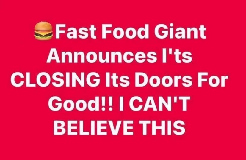 🍔Fast Food Giant Announces I’ts CLOSING Its Doors For Good!! I CAN’T BELIEVE THIS: 👇👇