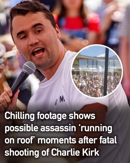 Chilling video shows figure running on rooftop after Charlie Kirk shooting